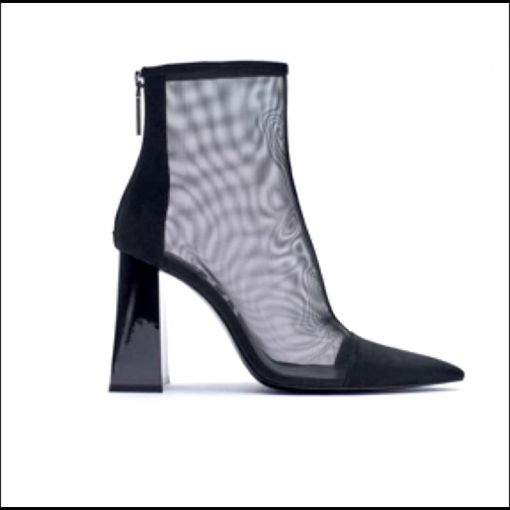 Zara Wide Heel Mesh Booties